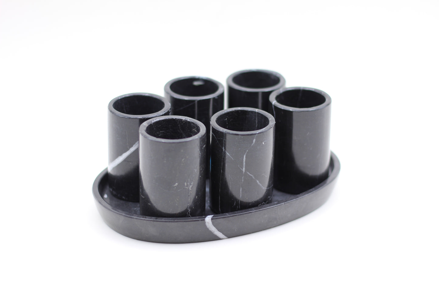 Black Marble Mexican Tequilla Shot Glass Set- 7 Piece Set
