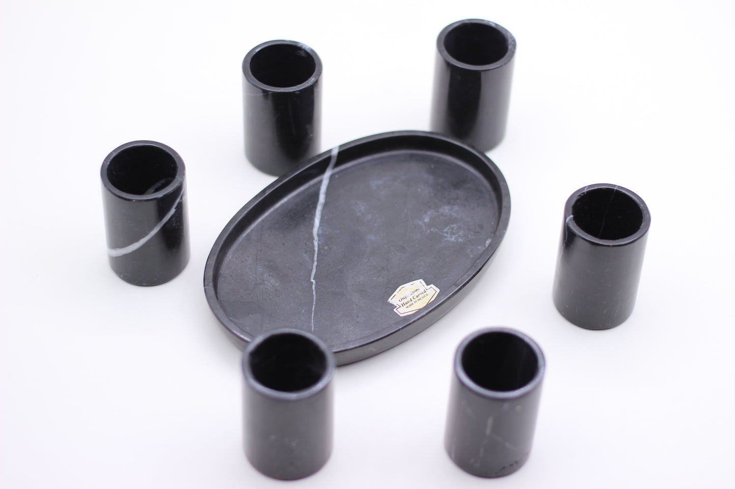 Black Marble Mexican Tequilla Shot Glass Set- 7 Piece Set