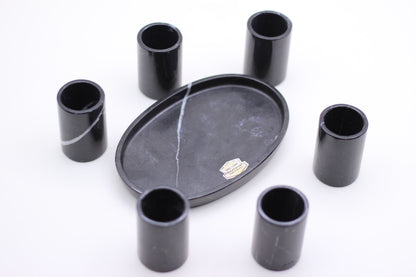 Black Marble Mexican Tequilla Shot Glass Set- 7 Piece Set