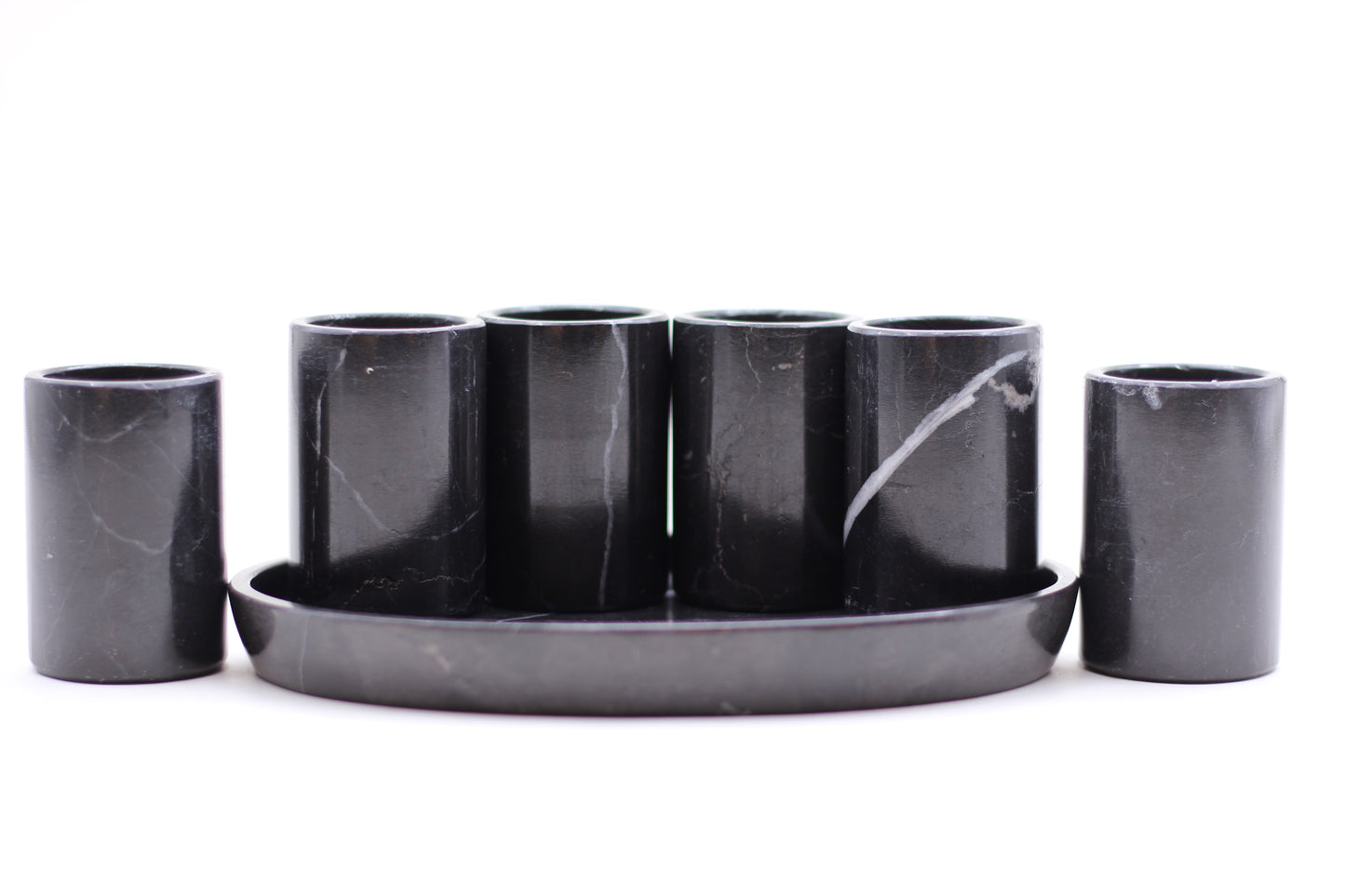 Black Marble Mexican Tequilla Shot Glass Set- 7 Piece Set