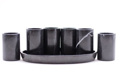 Black Marble Mexican Tequilla Shot Glass Set- 7 Piece Set