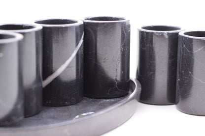 Black Marble Mexican Tequilla Shot Glass Set- 7 Piece Set