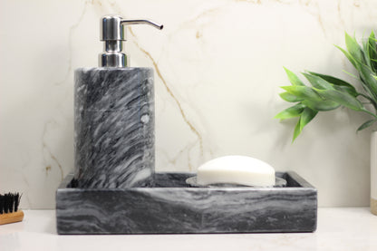 Black Marble Bathroom Accessory Set – 3 Piece Handcrafted Set
