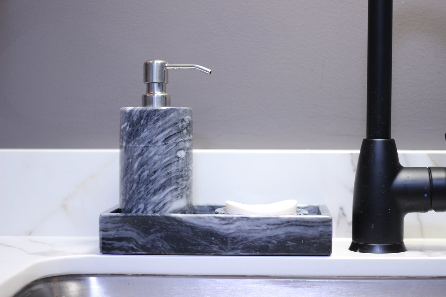 Black Marble Bathroom Accessory Set – 3 Piece Handcrafted Set