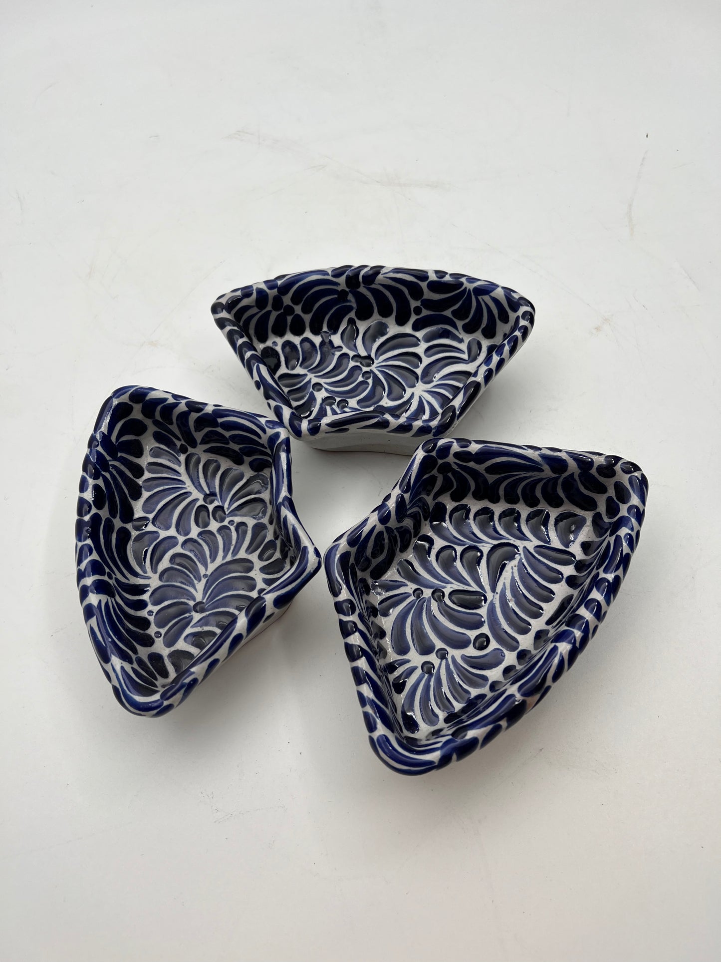 3pc Blue Talavera Serving Tray Set