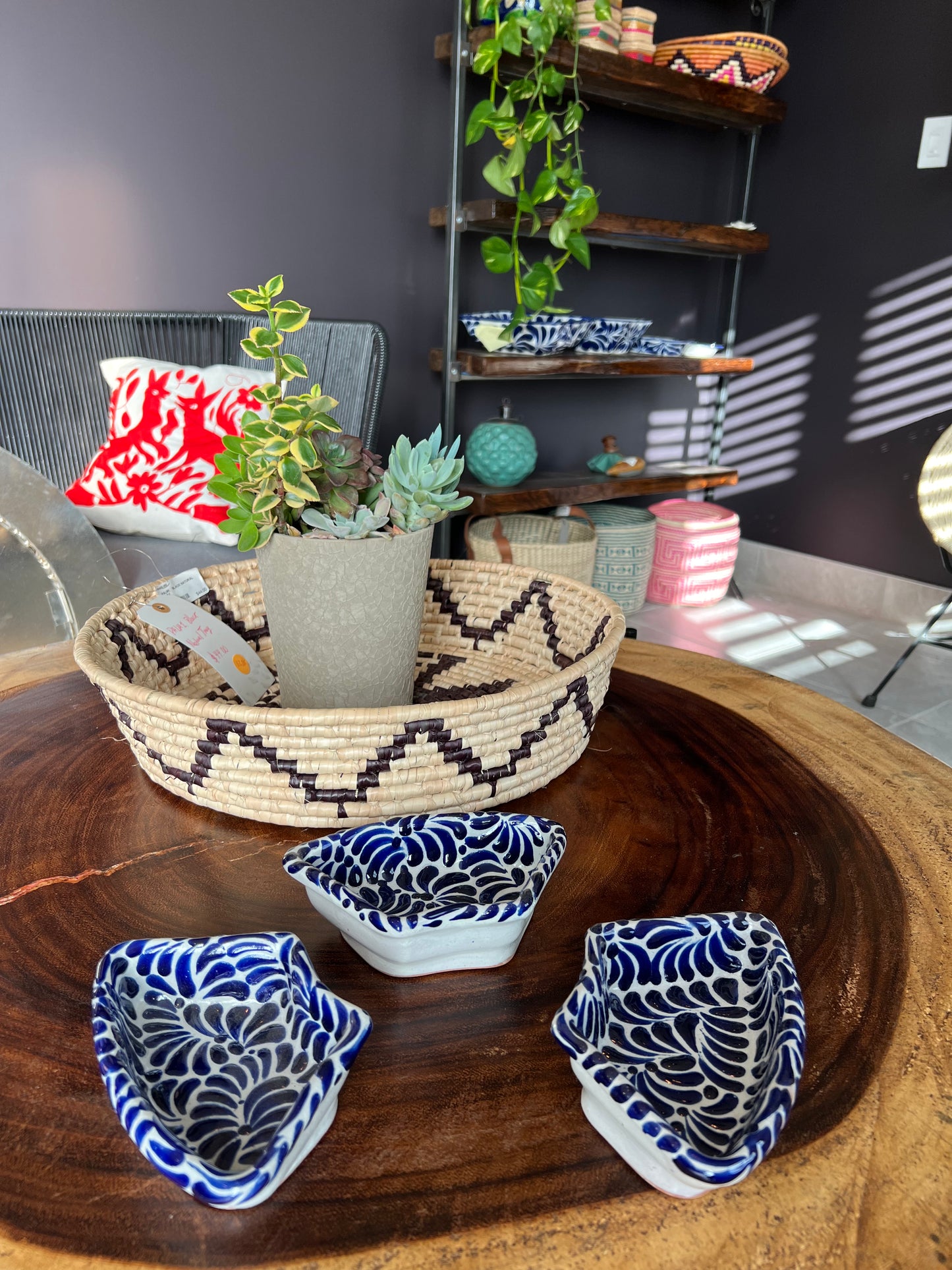 3pc Blue Talavera Serving Tray Set