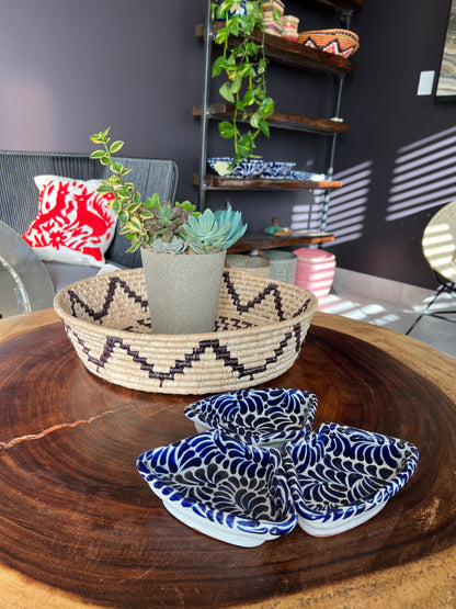 3pc Blue Talavera Serving Tray Set