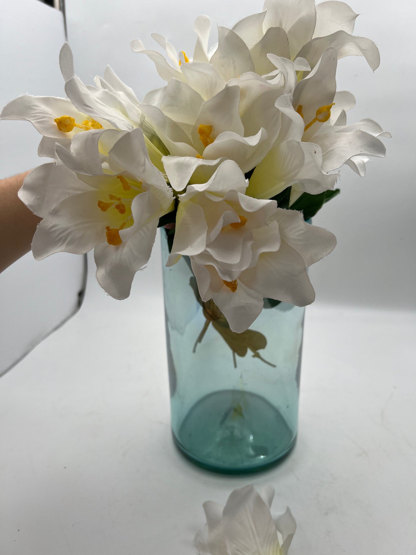 Aqua Blue Flower Display Container