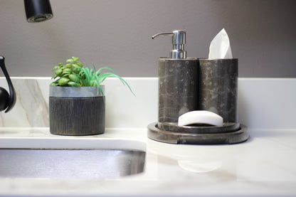 Brown Marble Bathroom Accessory Set – 5 Piece Handcrafted Set