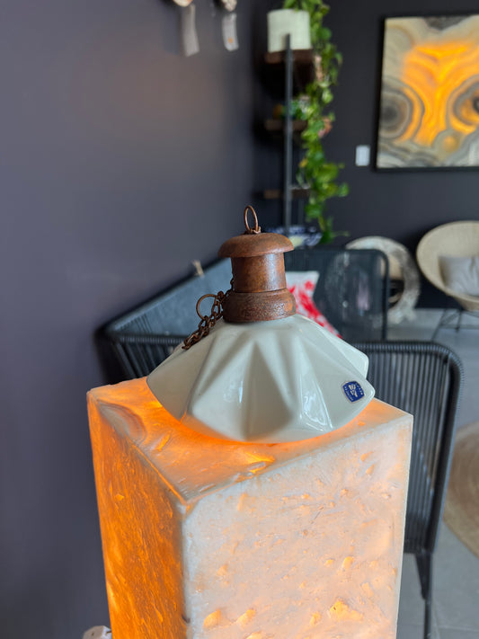 White Ceramic & Brass Citronella Candle