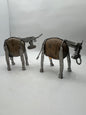 2pc Steel & Stone Bull Figurine Set