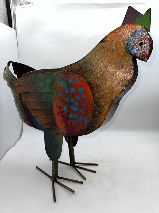 Large Bronze Chicken Figurine