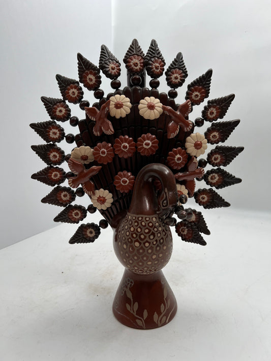 Wood Peacock Candelabro Decorative Figurine