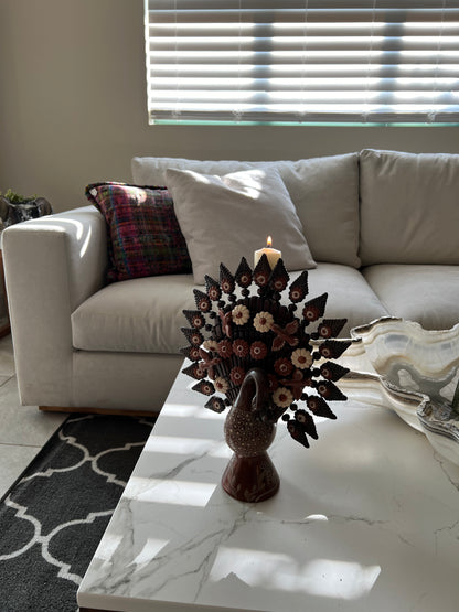 Wood Peacock Candelabro Decorative Figurine