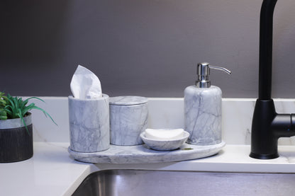 Grey Marble Bathroom Accessory Set – 5 Piece Handcrafted Set