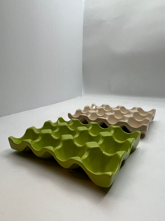 Green Ceramic Egg Tray
