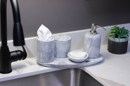 Grey Marble Bathroom Accessory Set – 5 Piece Handcrafted Set