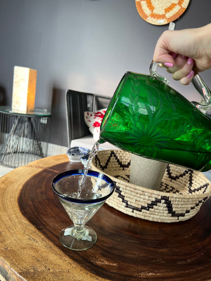 Blown Glass Green Pitcher