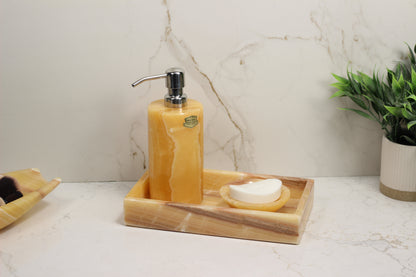 Honey Onyx Bathroom Accessory Set – 3 Piece Handcrafted Set