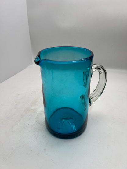 Blown Glass Blue Pitcher