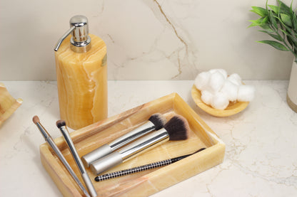 Honey Onyx Bathroom Accessory Set – 3 Piece Handcrafted Set
