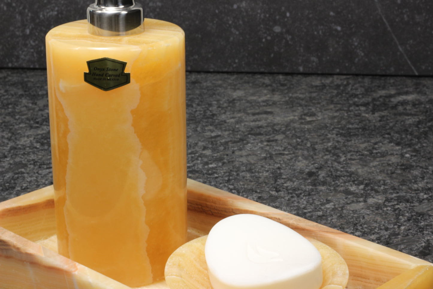 Honey Onyx Bathroom Accessory Set – 3 Piece Handcrafted Set