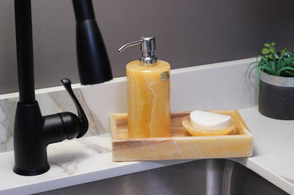 Honey Onyx Bathroom Accessory Set – 3 Piece Handcrafted Set