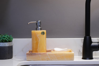 Honey Onyx Bathroom Accessory Set – 3 Piece Handcrafted Set