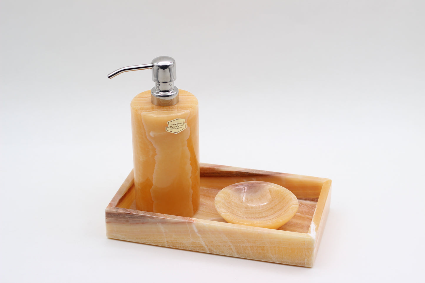 Honey Onyx Bathroom Accessory Set – 3 Piece Handcrafted Set