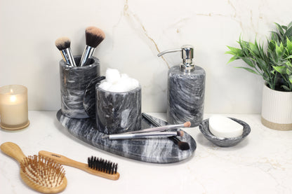 Black & White Marble Bathroom Accessory Set – 5 Piece Handcrafted Set