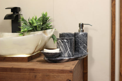 Black & White Marble Bathroom Accessory Set – 5 Piece Handcrafted Set