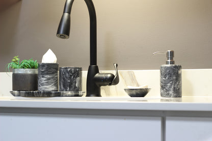 Black & White Marble Bathroom Accessory Set – 5 Piece Handcrafted Set