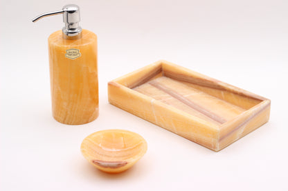 Honey Onyx Bathroom Accessory Set – 3 Piece Handcrafted Set