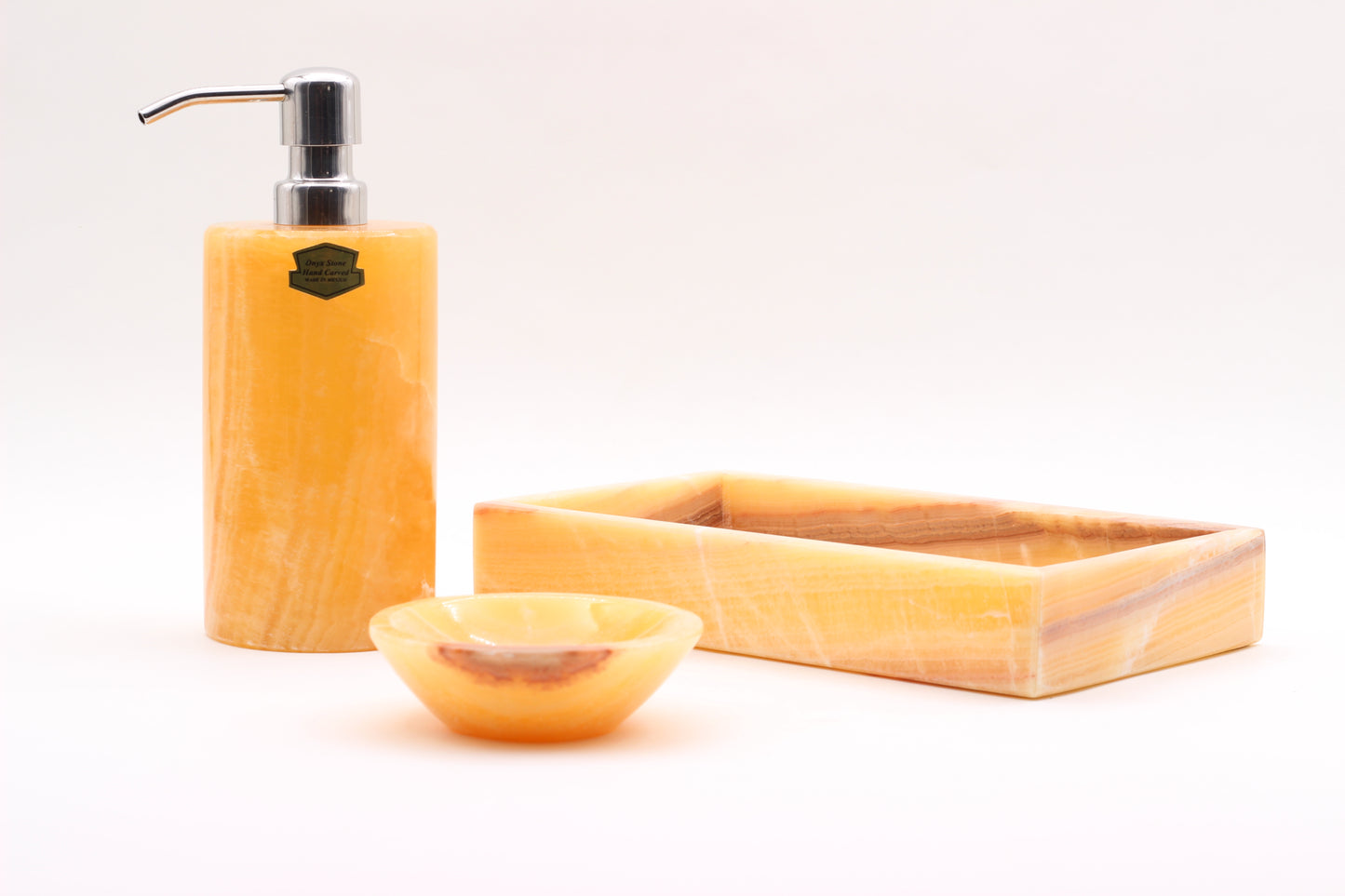 Honey Onyx Bathroom Accessory Set – 3 Piece Handcrafted Set