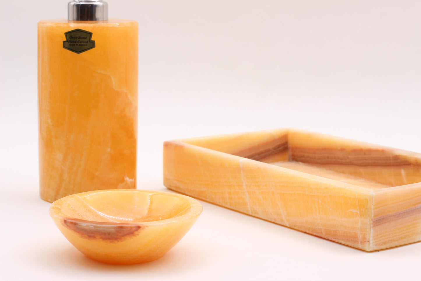 Honey Onyx Bathroom Accessory Set – 3 Piece Handcrafted Set