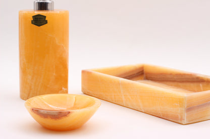 Honey Onyx Bathroom Accessory Set – 3 Piece Handcrafted Set