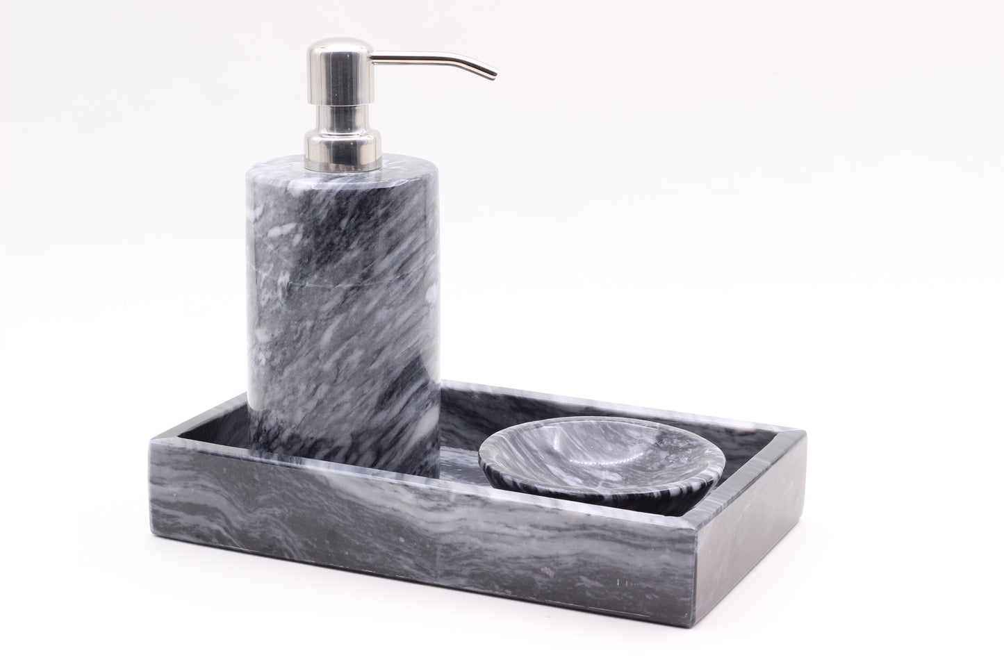 Black Marble Bathroom Accessory Set – 3 Piece Handcrafted Set