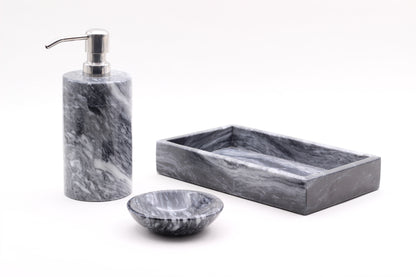 Black Marble Bathroom Accessory Set – 3 Piece Handcrafted Set