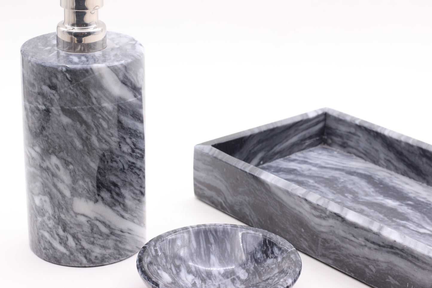 Black Marble Bathroom Accessory Set – 3 Piece Handcrafted Set