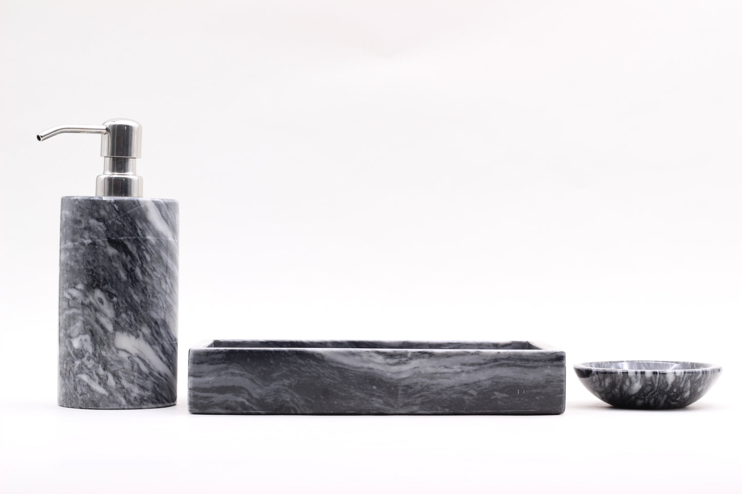 Black Marble Bathroom Accessory Set – 3 Piece Handcrafted Set