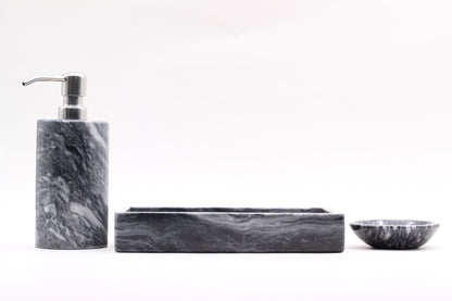 Black Marble Bathroom Accessory Set – 3 Piece Handcrafted Set
