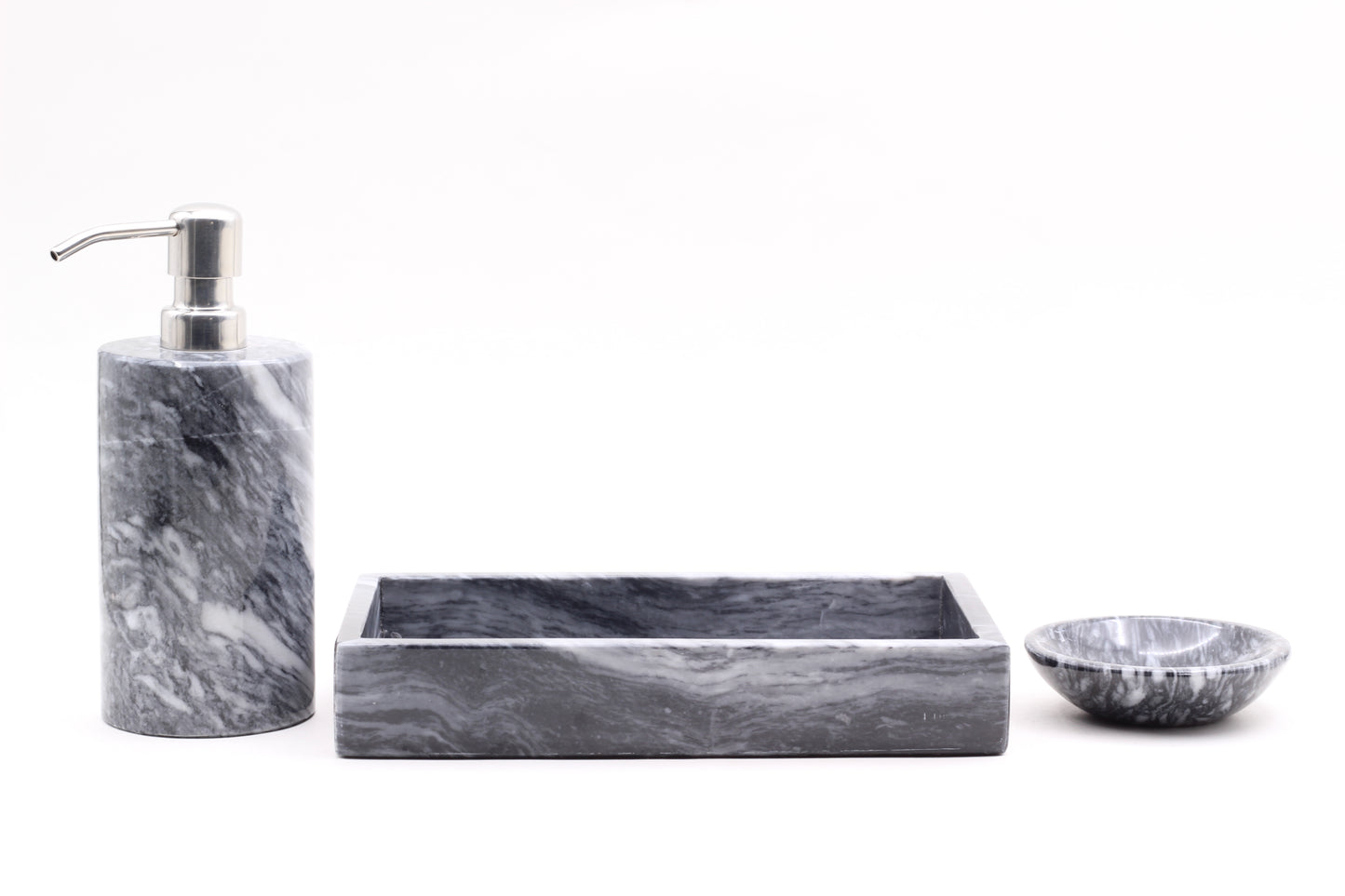 Black Marble Bathroom Accessory Set – 3 Piece Handcrafted Set