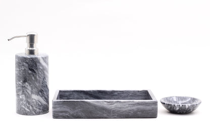 Black Marble Bathroom Accessory Set – 3 Piece Handcrafted Set