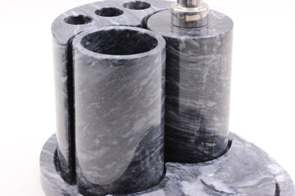 White & Black Marble Bathroom Accessory Set – 5 Piece Handcrafted Set
