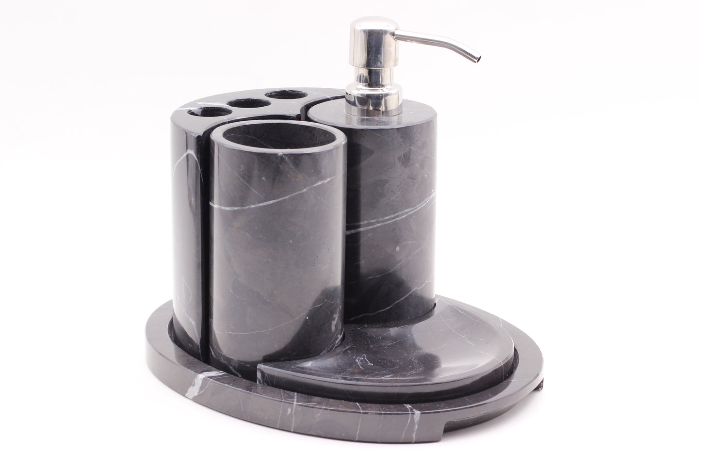 Black Marble Bathroom Accessory Set – 5 Piece Handcrafted Set