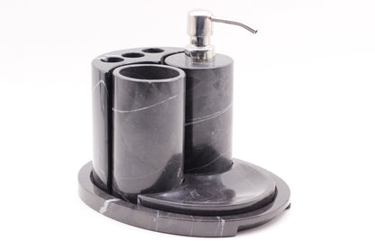 Black Marble Bathroom Accessory Set – 5 Piece Handcrafted Set