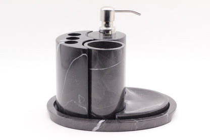 Black Marble Bathroom Accessory Set – 5 Piece Handcrafted Set