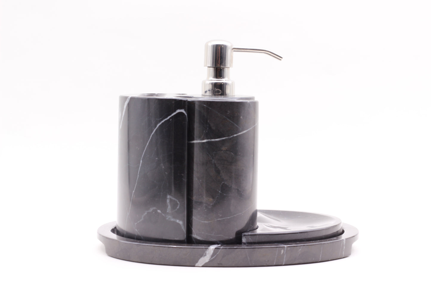 Black Marble Bathroom Accessory Set – 5 Piece Handcrafted Set