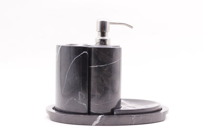 Black Marble Bathroom Accessory Set – 5 Piece Handcrafted Set