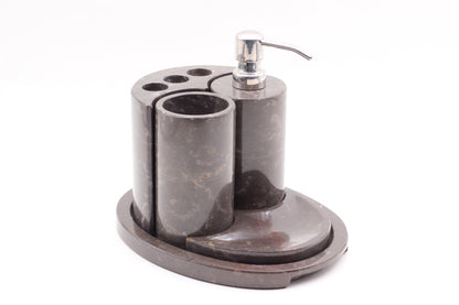 Brown Marble Bathroom Accessory Set – 5 Piece Handcrafted Set